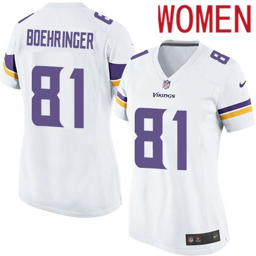 Women Minnesota Vikings 81 Moritz Boehringer Nike White Game NFL Jersey